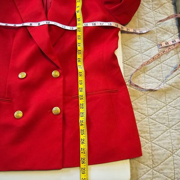 Pendleton Suit Coat Women's 8 Red Wool Gold Button Double Breasted Career Preppy - Picture 12 of 12